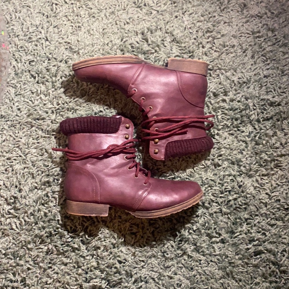 Just Fab Fall Winter Ankle Boot Burgandy Wine Color Size 10 Womens